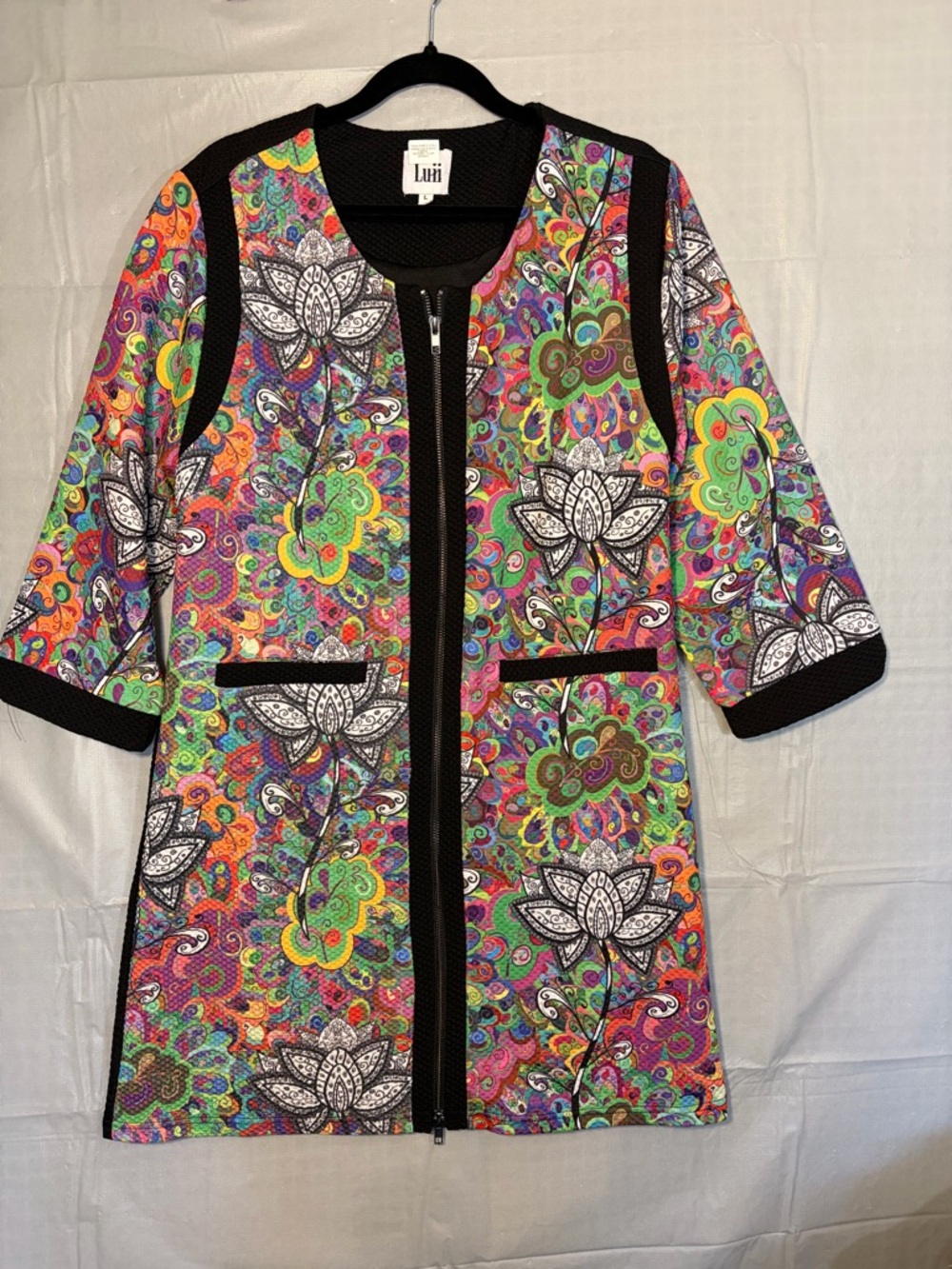 156. Luii Vintage Floral Zip-Front Multicolor Dress